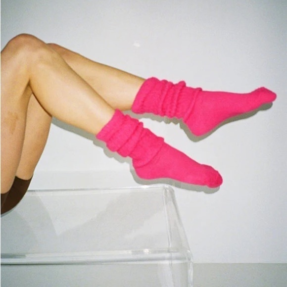 no brand Accessories - Women’s Hot Pink Scrunchy Cotton Oversized Crew Socks OS 90’s 80’s
